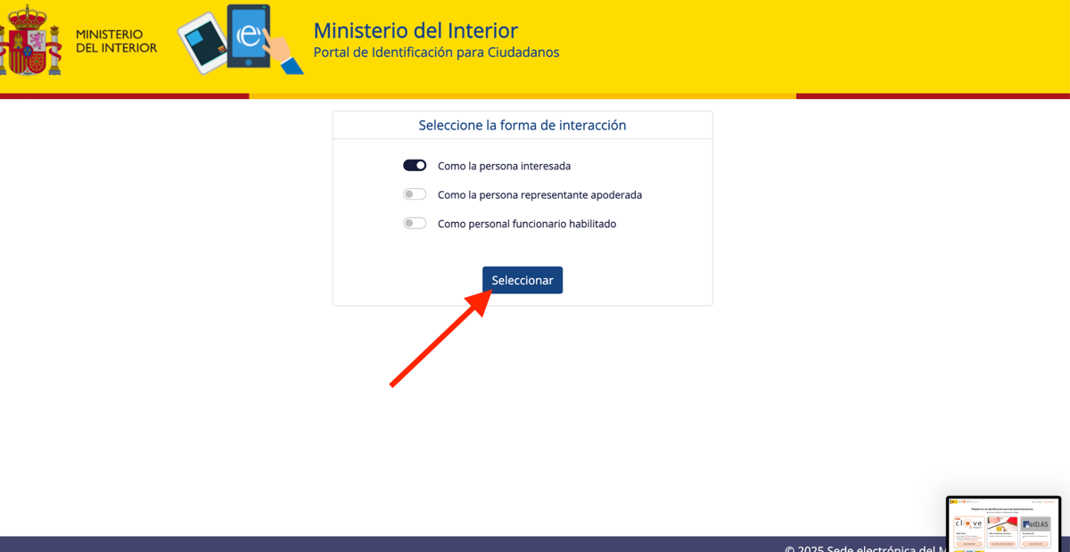 Captura de pantalla del paso 4: Entre como la persona interesada
