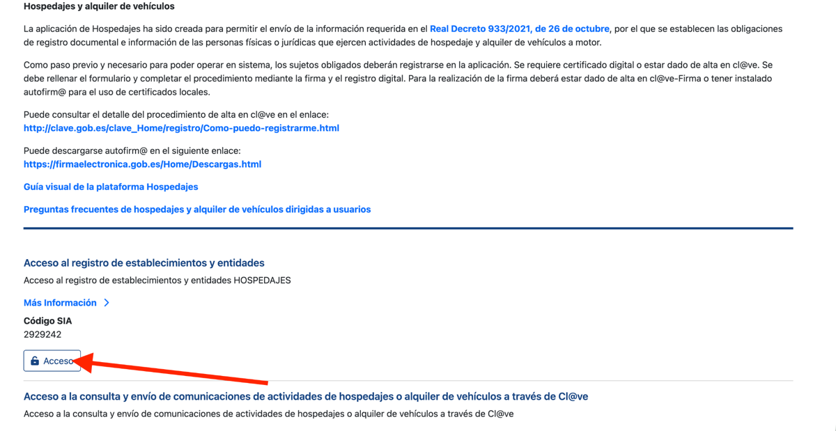 Captura de pantalla del paso 5: Abra el registro de establecimientos y entidades