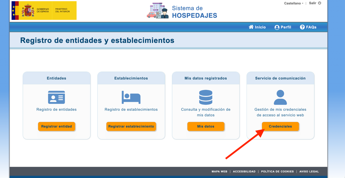 Captura de pantalla del paso 6: Pulse «Credenciales»