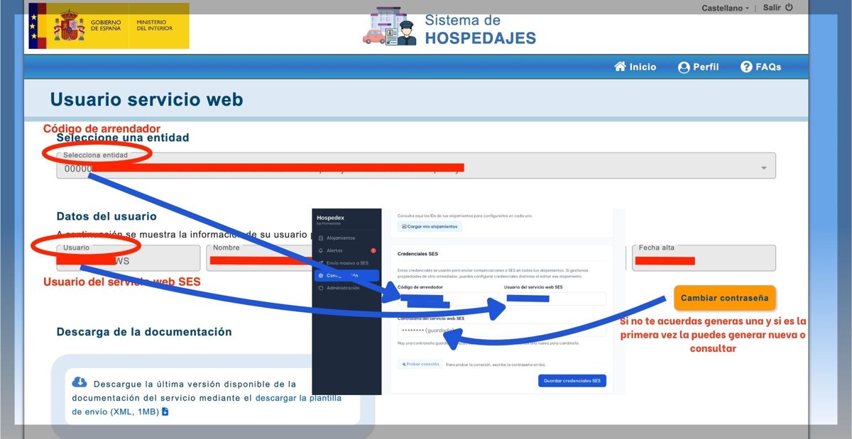 Captura de pantalla del paso 7: Copie las credenciales generales en Hospedex