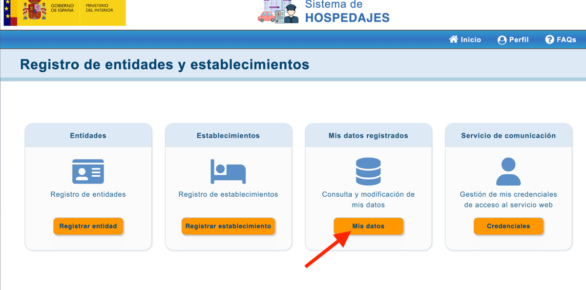 Captura de pantalla del paso 8: Vuelva al inicio de SES y pulse «Mis datos»